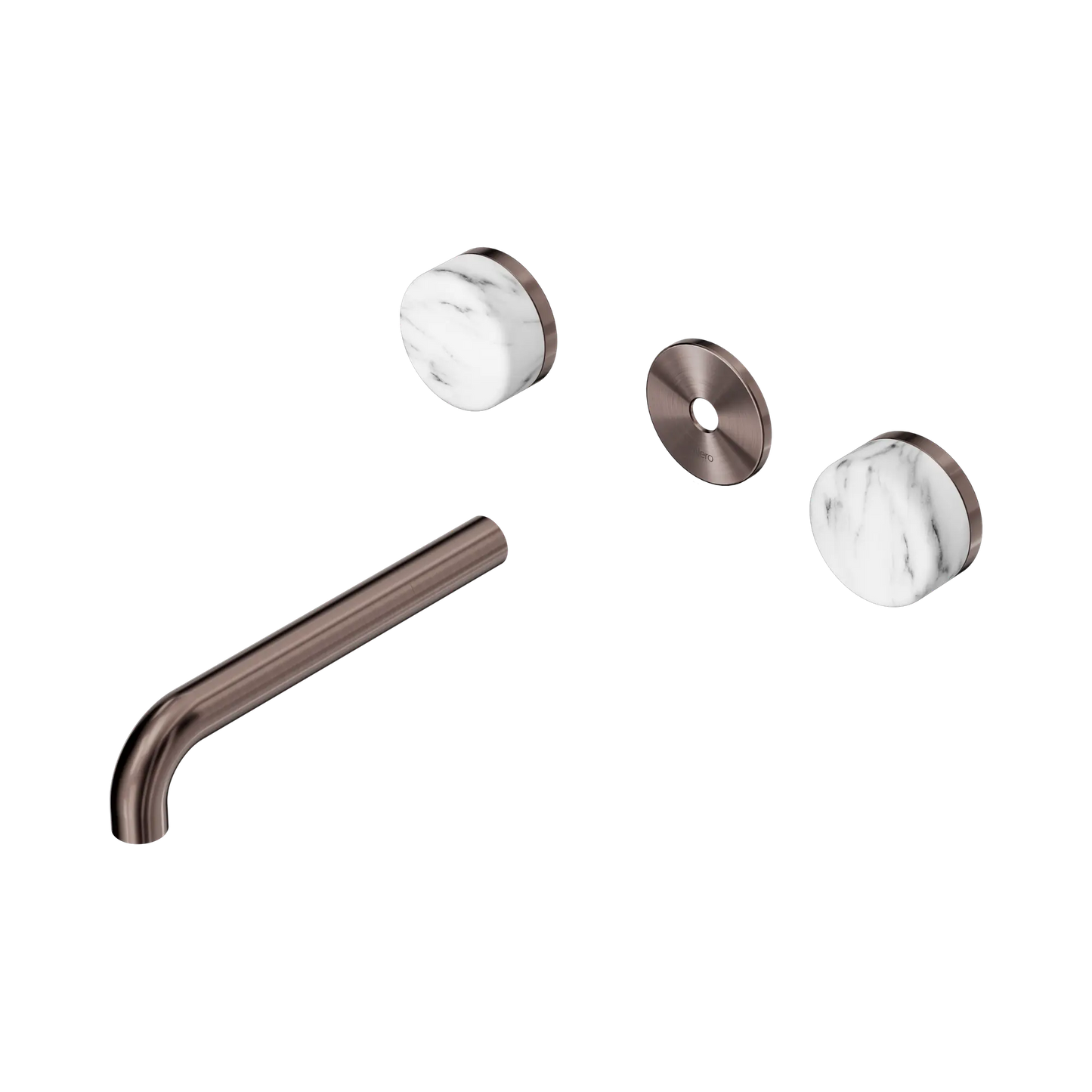 Serenity Wall Basin Set 185mm Spout With Arabescato Corchia Handle Trim Kit Only Brushed Bronze
