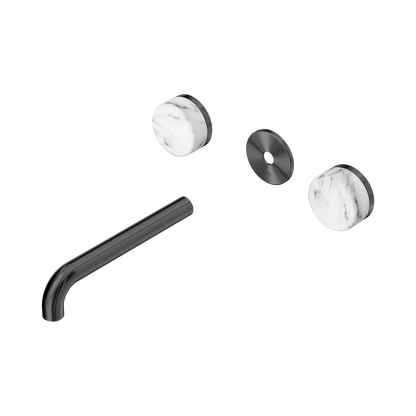 Serenity Wall Basin Set 185mm Spout With Arabescato Corchia Handle Trim Kit Only Gun Metal