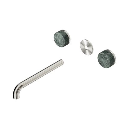 Serenity Wall Basin Set 220mm Spout With Verde Alpi Handle Trim Kit Only Brushed Nickel