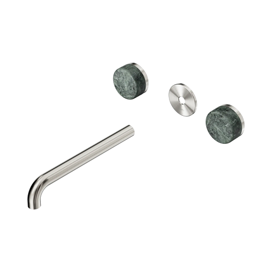 Serenity Wall Basin Set 220mm Spout With Verde Alpi Handle Trim Kit Only Brushed Nickel