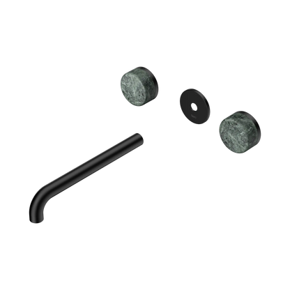 Serenity Wall Basin Set 220mm Spout With Verde Alpi Handle Trim Kit Only Matte Black