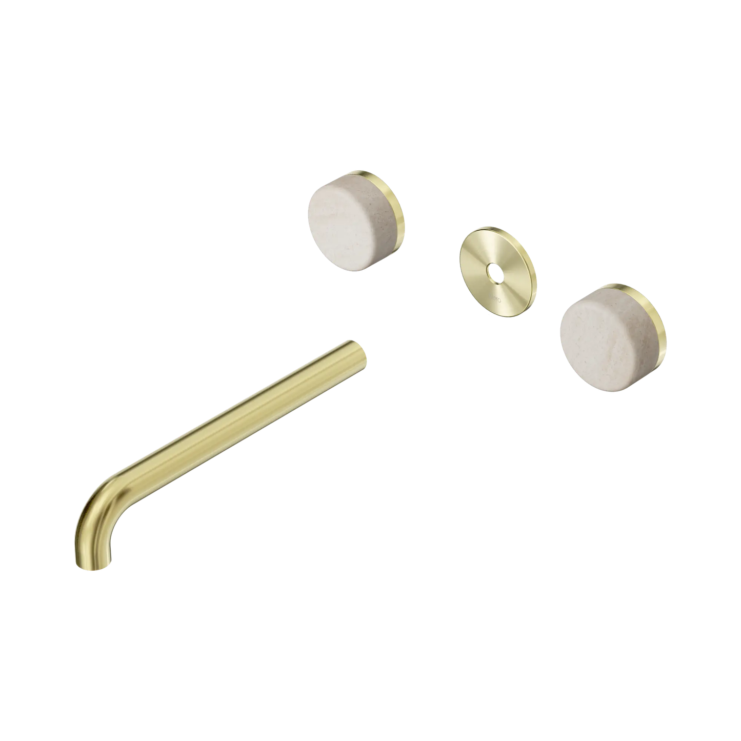Serenity Wall Basin Set 220mm Spout With Rome Travertine Handle Trim Kit Only Brushed Gold