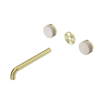 Serenity Wall Basin Set 220mm Spout With Rome Travertine Handle Trim Kit Only Brushed Gold