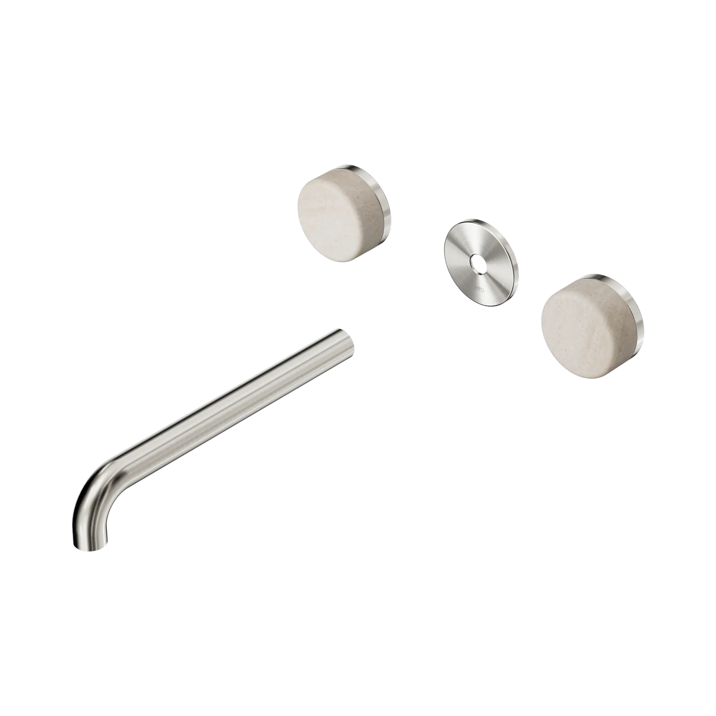 Serenity Wall Basin Set 220mm Spout With Rome Travertine Handle Trim Kit Only Brushed Nickel