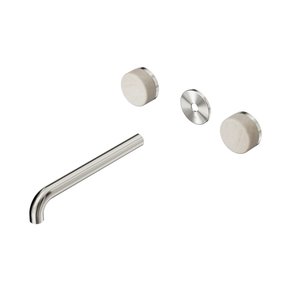 Serenity Wall Basin Set 220mm Spout With Rome Travertine Handle Trim Kit Only Brushed Nickel