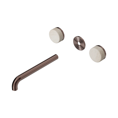 Serenity Wall Basin Set 220mm Spout With Rome Travertine Handle Trim Kit Only Brushed Bronze
