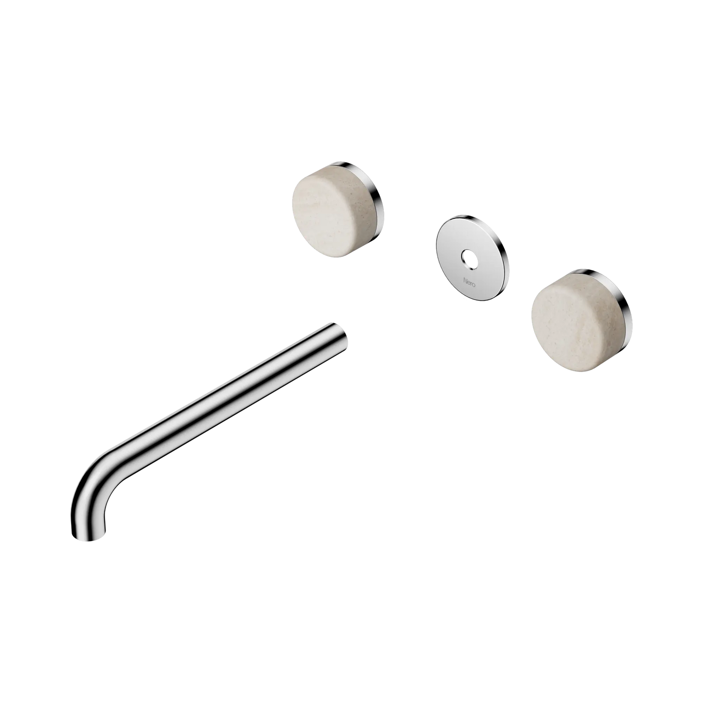 Serenity Wall Basin Set 220mm Spout With Rome Travertine Handle Trim Kit Only Chrome