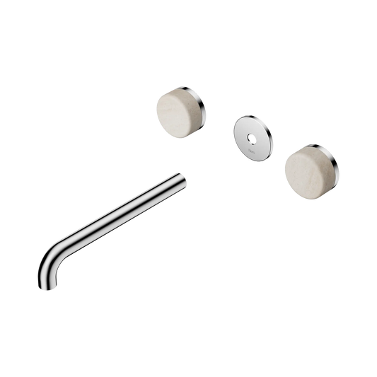 Serenity Wall Basin Set 220mm Spout With Rome Travertine Handle Trim Kit Only Chrome