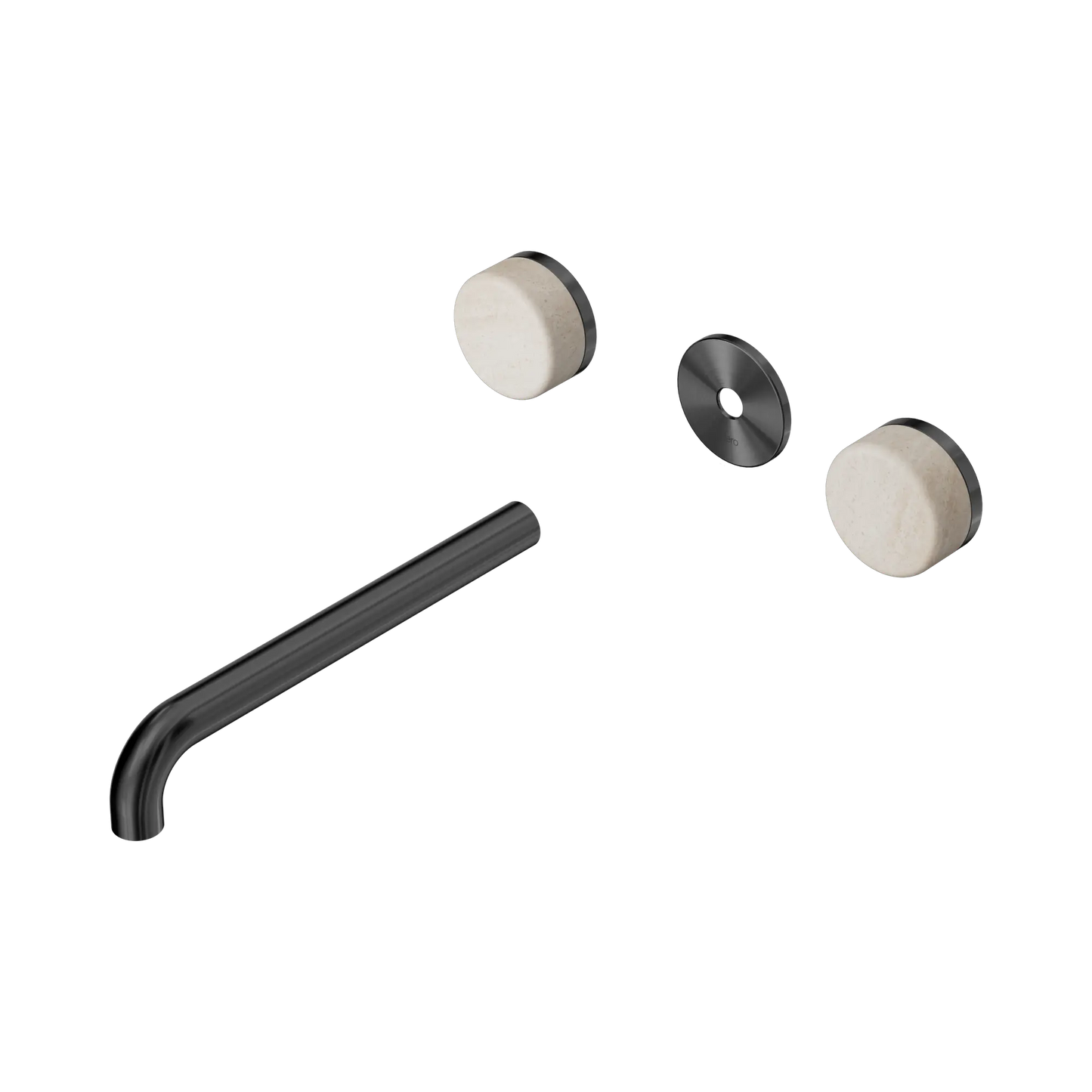 Serenity Wall Basin Set 220mm Spout With Rome Travertine Handle Trim Kit Only Gun Metal
