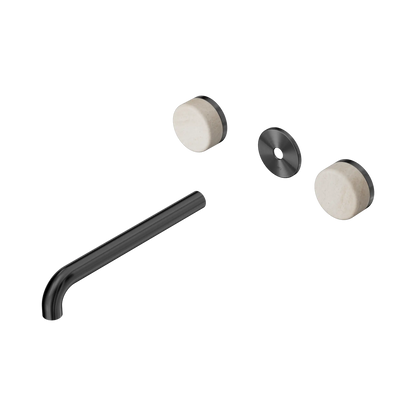Serenity Wall Basin Set 220mm Spout With Rome Travertine Handle Trim Kit Only Gun Metal