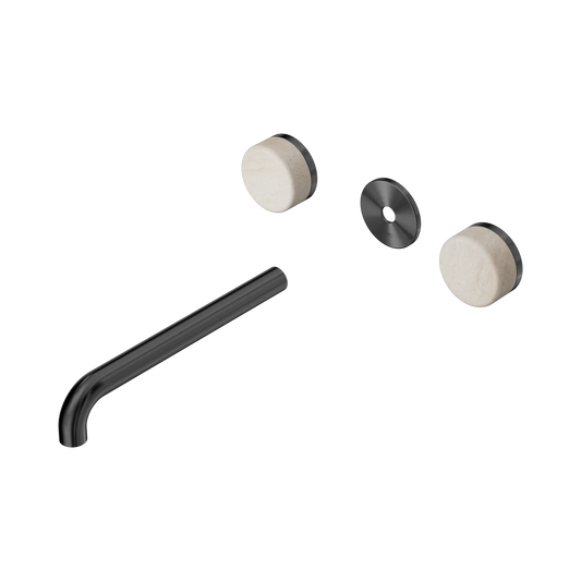 Serenity Wall Basin Set 220mm Spout With Rome Travertine Handle Trim Kit Only Gun Metal
