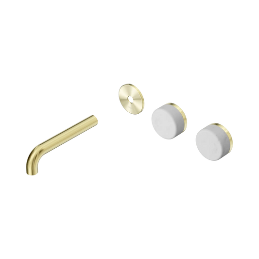 Serenity Wall Basin Set 160mm Offset Spout With Carrara Handle Trim Kit Only Brushed Gold