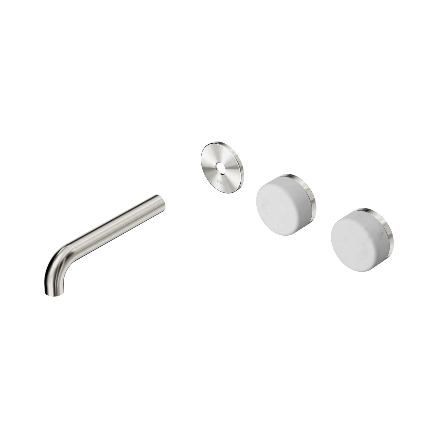 Serenity Wall Basin Set 160mm Offset Spout With Carrara Handle Trim Kit Only Brushed Nickel
