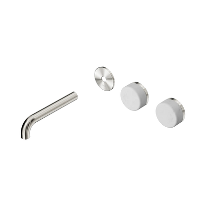 Serenity Wall Basin Set 160mm Offset Spout With Carrara Handle Trim Kit Only Brushed Nickel