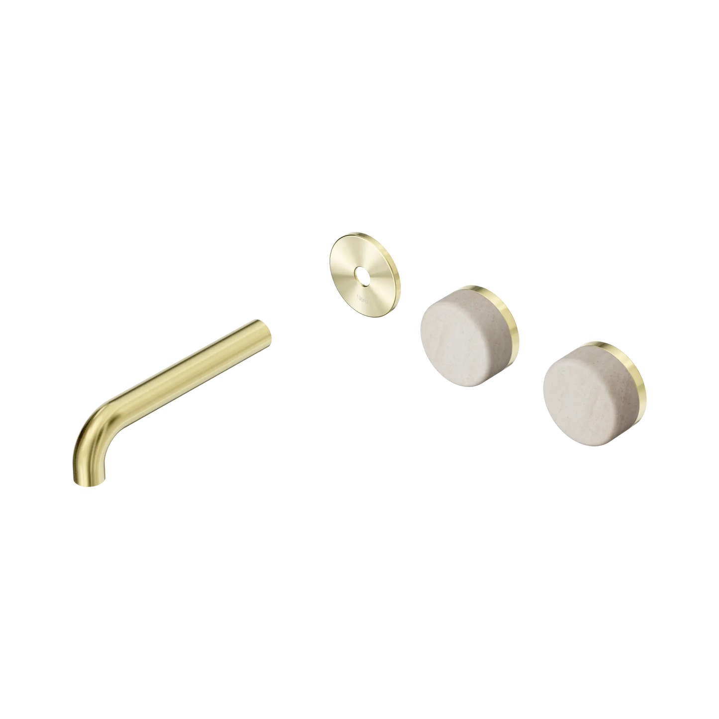 Serenity Wall Basin Set 160mm Offset Spout With Rome Travertine Handle Trim Kit Only Brushed Gold