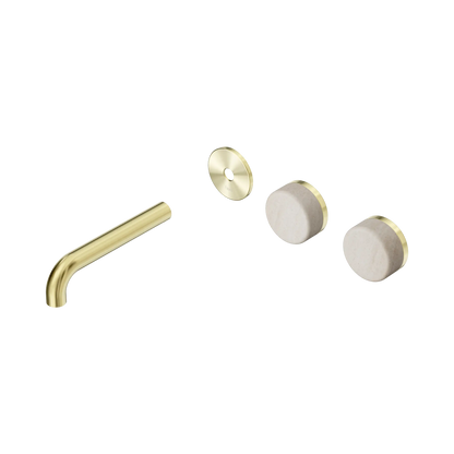 Serenity Wall Basin Set 160mm Offset Spout With Rome Travertine Handle Trim Kit Only Brushed Gold