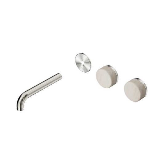 Serenity Wall Basin Set 160mm Offset Spout With Rome Travertine Handle Trim Kit Only Brushed Nickel