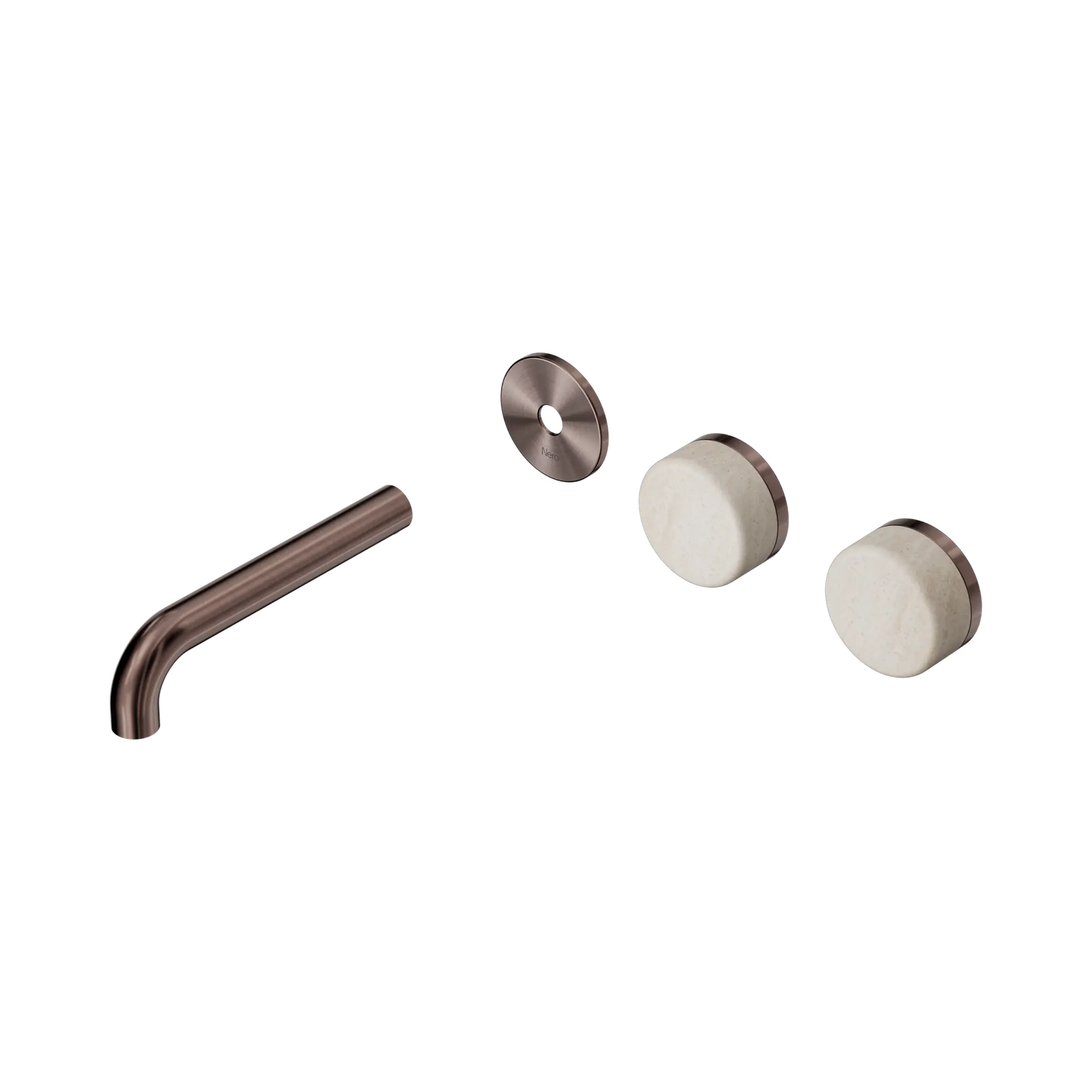 Serenity Wall Basin Set 160mm Offset Spout With Rome Travertine Handle Trim Kit Only Brushed Bronze