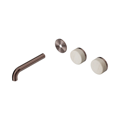 Serenity Wall Basin Set 160mm Offset Spout With Rome Travertine Handle Trim Kit Only Brushed Bronze
