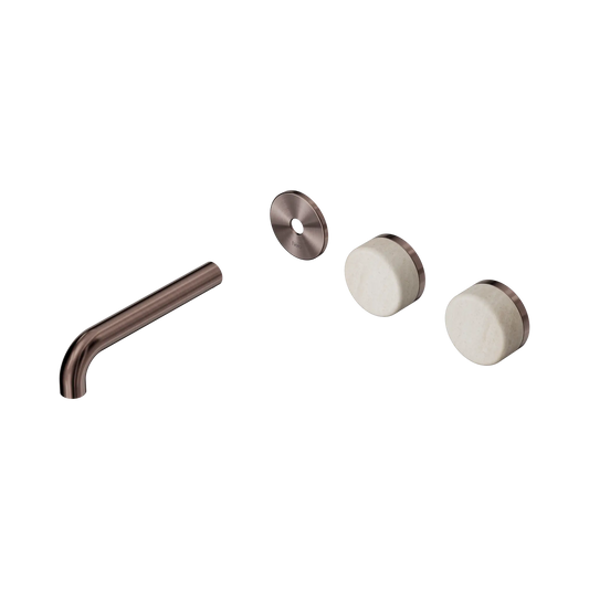 Serenity Wall Basin Set 160mm Offset Spout With Rome Travertine Handle Trim Kit Only Brushed Bronze