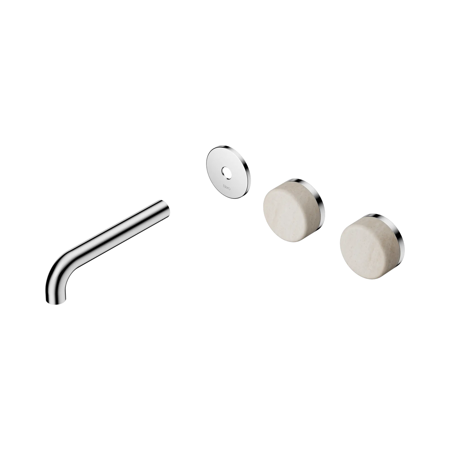 Serenity Wall Basin Set 160mm Offset Spout With Rome Travertine Handle Trim Kit Only Chrome