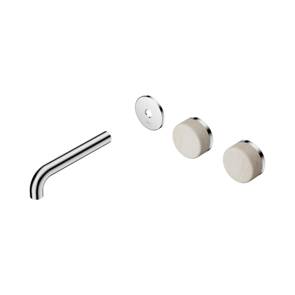 Serenity Wall Basin Set 160mm Offset Spout With Rome Travertine Handle Trim Kit Only Chrome