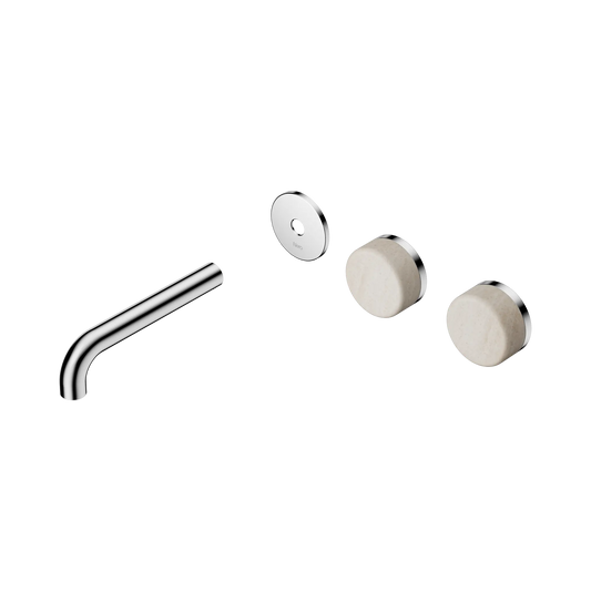 Serenity Wall Basin Set 160mm Offset Spout With Rome Travertine Handle Trim Kit Only Chrome
