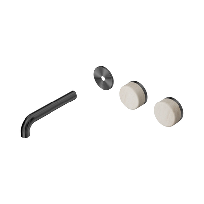 Serenity Wall Basin Set 160mm Offset Spout With Rome Travertine Handle Trim Kit Only Gun Metal