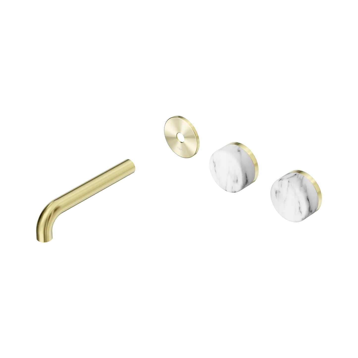 Serenity Wall Basin Set 160mm Offset Spout With Arabescato Corchia Handle Trim Kit Only Brushed Gold
