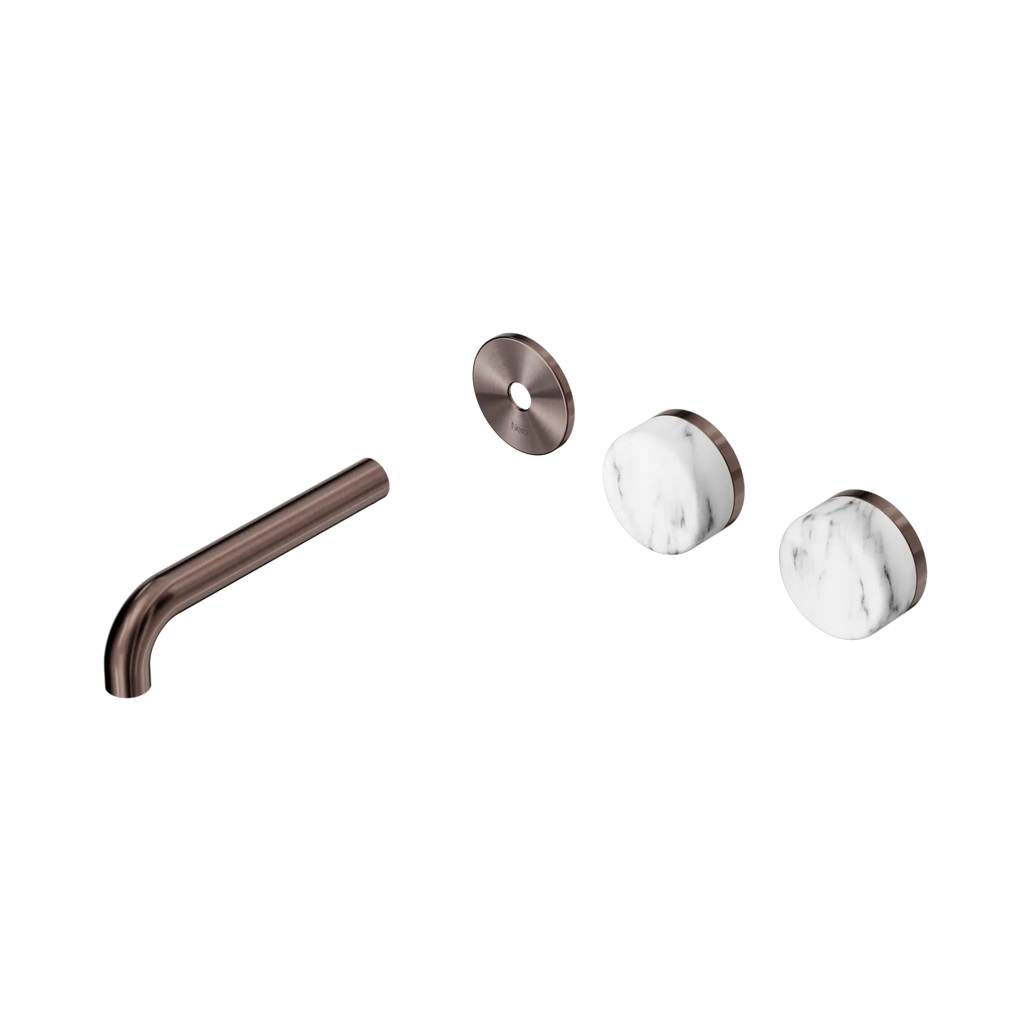 Serenity Wall Basin Set 160mm Offset Spout With Arabescato Corchia Handle Trim Kit Only Brushed Bronze