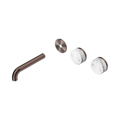 Serenity Wall Basin Set 160mm Offset Spout With Arabescato Corchia Handle Trim Kit Only Brushed Bronze
