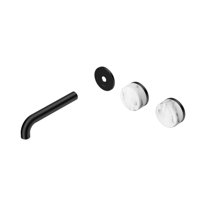 Serenity Wall Basin Set 160mm Offset Spout With Arabescato Corchia Handle Trim Kit Only Matte Black