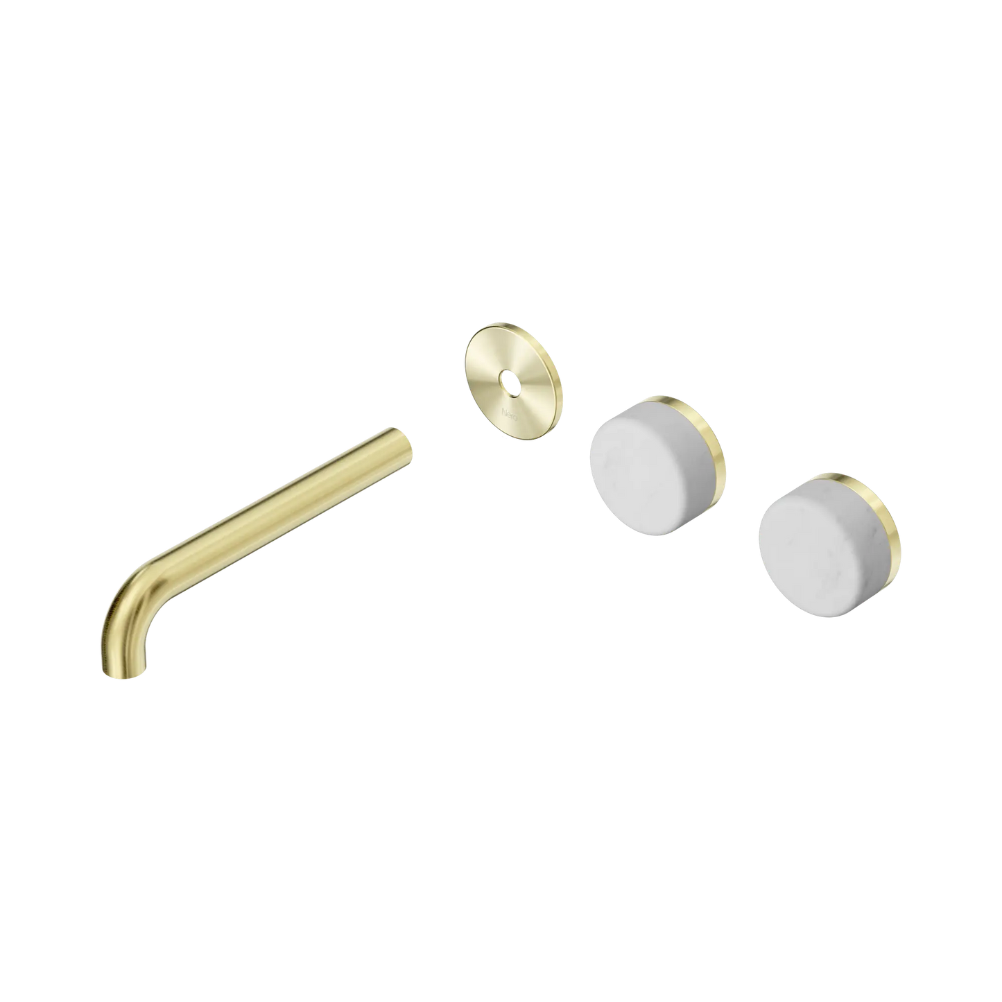 Serenity Wall Basin Set 185mm Offset Spout With Carrara Handle Trim Kit Only Brushed Gold