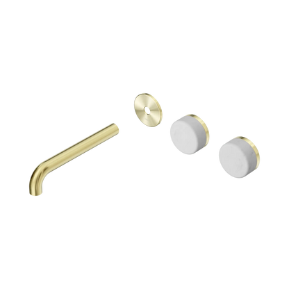 Serenity Wall Basin Set 185mm Offset Spout With Carrara Handle Trim Kit Only Brushed Gold
