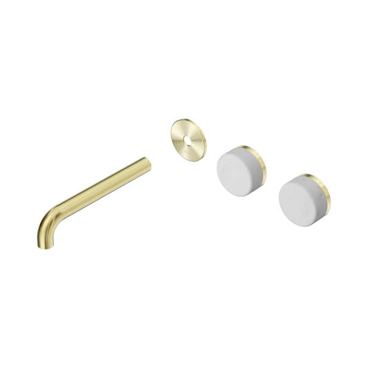 Serenity Wall Basin Set 185mm Offset Spout With Carrara Handle Trim Kit Only Brushed Gold