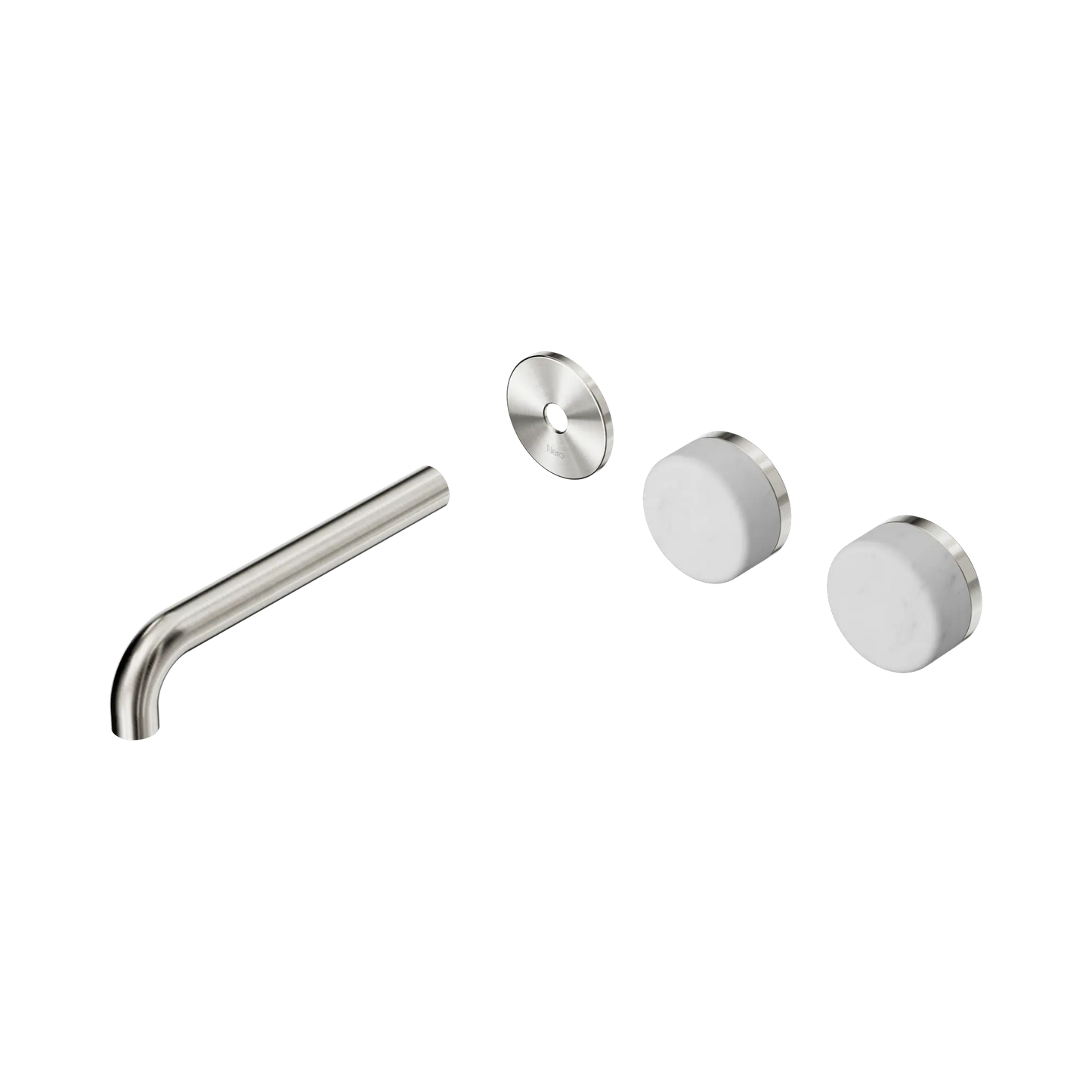 Serenity Wall Basin Set 185mm Offset Spout With Carrara Handle Trim Kit Only Brushed Nickel