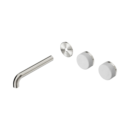 Serenity Wall Basin Set 185mm Offset Spout With Carrara Handle Trim Kit Only Brushed Nickel