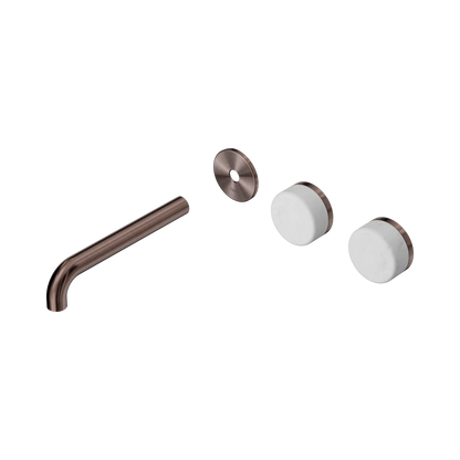 Serenity Wall Basin Set 185mm Offset Spout With Carrara Handle Trim Kit Only Brushed Bronze