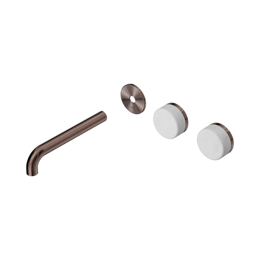 Serenity Wall Basin Set 185mm Offset Spout With Carrara Handle Trim Kit Only Brushed Bronze
