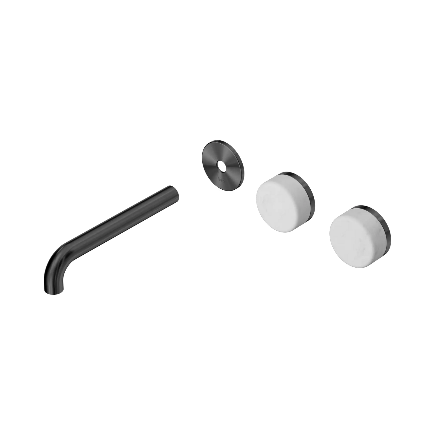Serenity Wall Basin Set 185mm Offset Spout With Carrara Handle Trim Kit Only Gun Metal