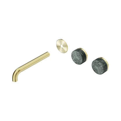 Serenity Wall Basin Set 185mm Offset Spout With Verde Alpi Handle Trim Kit Only Brushed Gold