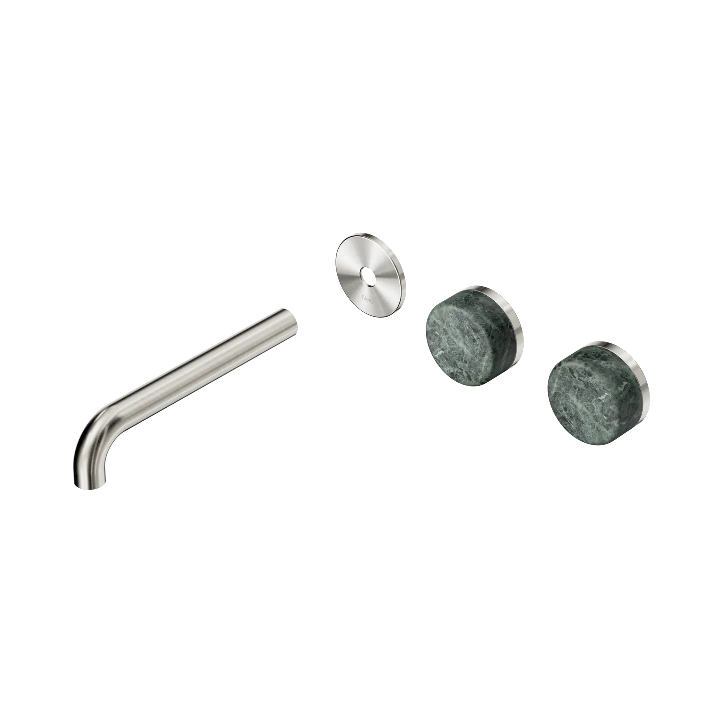 Serenity Wall Basin Set 185mm Offset Spout With Verde Alpi Handle Trim Kit Only Brushed Nickel
