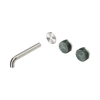 Serenity Wall Basin Set 185mm Offset Spout With Verde Alpi Handle Trim Kit Only Brushed Nickel