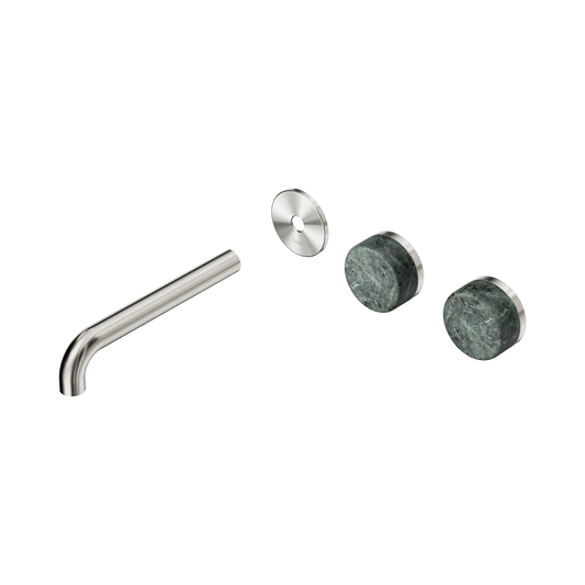 Serenity Wall Basin Set 185mm Offset Spout With Verde Alpi Handle Trim Kit Only Brushed Nickel