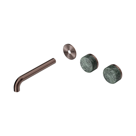 Serenity Wall Basin Set 185mm Offset Spout With Verde Alpi Handle Trim Kit Only Brushed Bronze