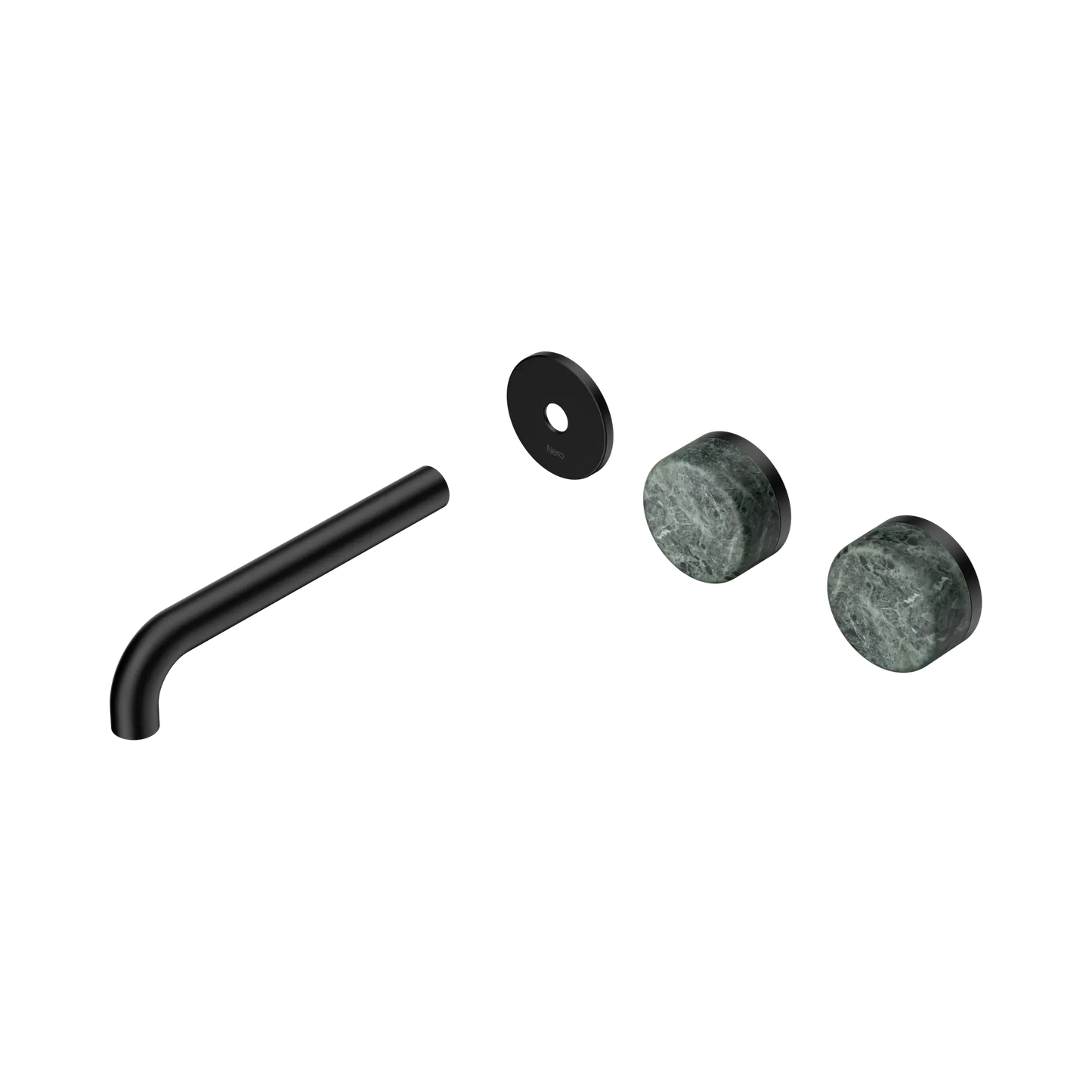 Serenity Wall Basin Set 185mm Offset Spout With Verde Alpi Handle Trim Kit Only Matte Black