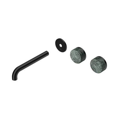 Serenity Wall Basin Set 185mm Offset Spout With Verde Alpi Handle Trim Kit Only Matte Black