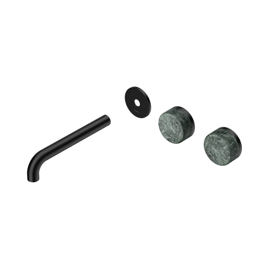 Serenity Wall Basin Set 185mm Offset Spout With Verde Alpi Handle Trim Kit Only Matte Black