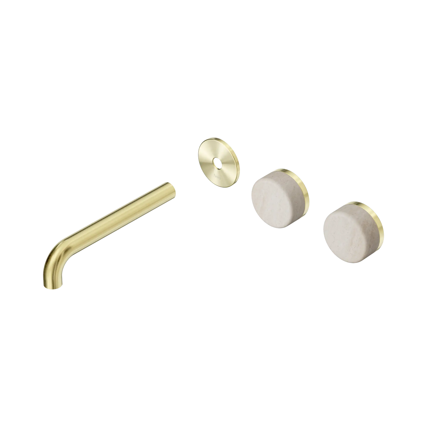 Serenity Wall Basin Set 185mm Offset Spout With Rome Travertine Handle Trim Kit Only Brushed Gold