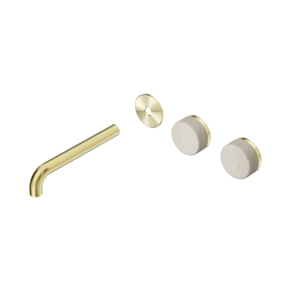 Serenity Wall Basin Set 185mm Offset Spout With Rome Travertine Handle Trim Kit Only Brushed Gold